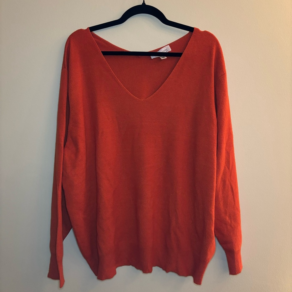 Philosophy Woman Republic Clothing Orange V-Cut Sweater Size 3X